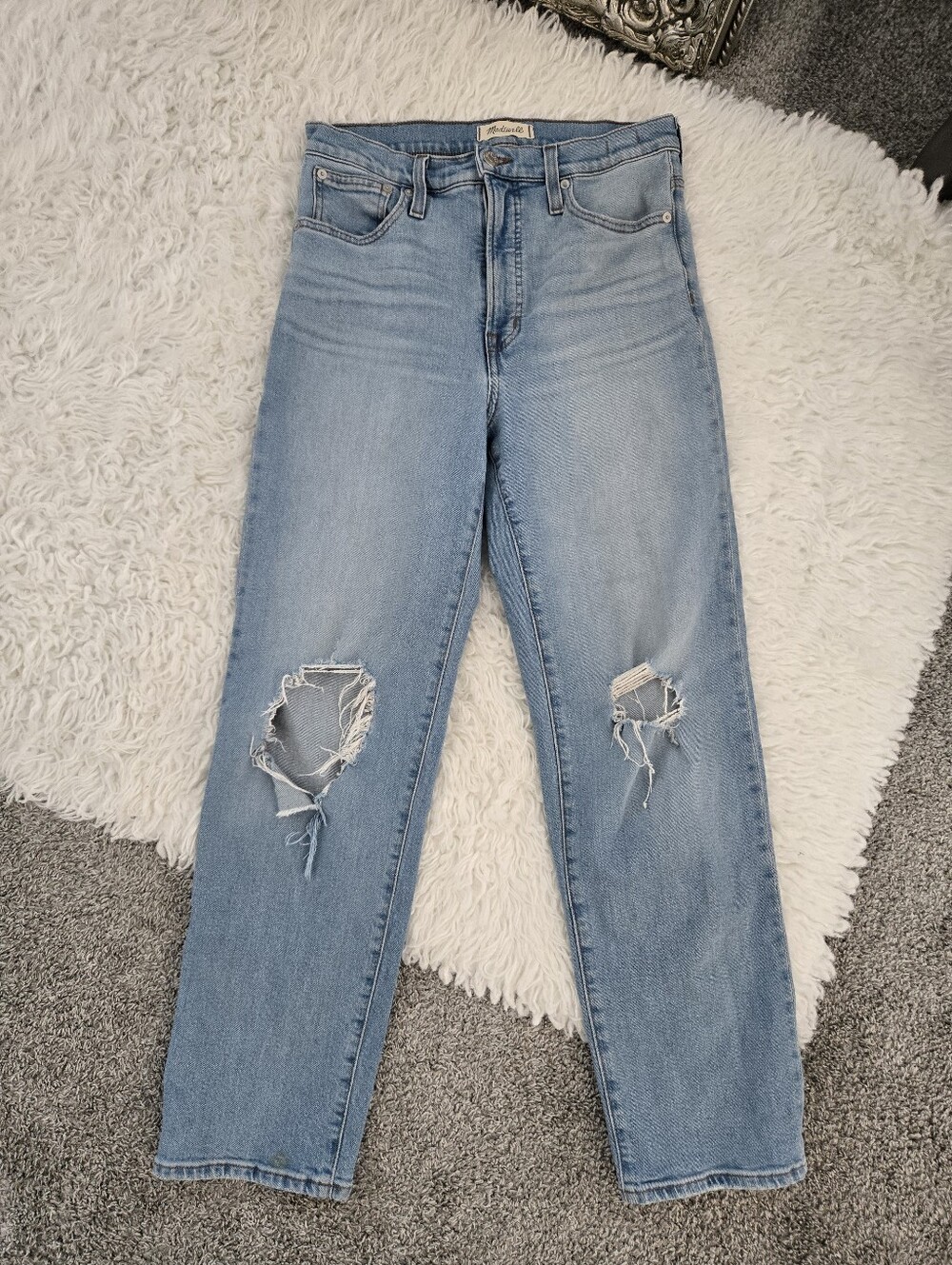 Madewell The Perfect Vintage Straight Jean: Knee-Rip Edition. Size 28. - Picture 1 of 11